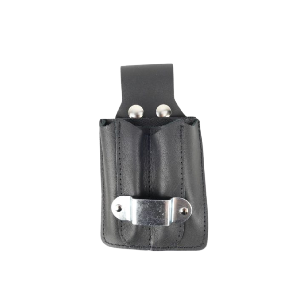 Leather holster for calculator, tape measure, tools, and pencils - ETUI46